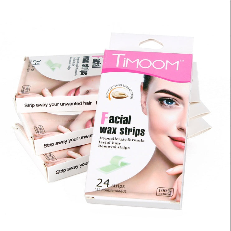 Facial hair removal wax strips